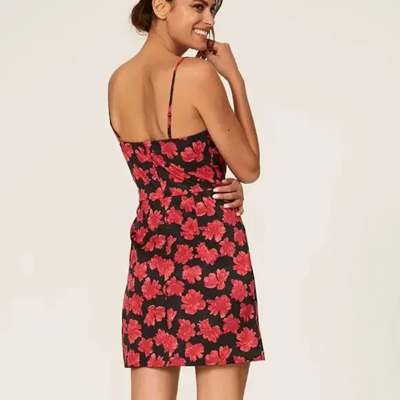The East Order Black Floral Jacquard Mini Dress MEDIUM Slip Cocktail $169 Flaw - Picture 2 of 11
